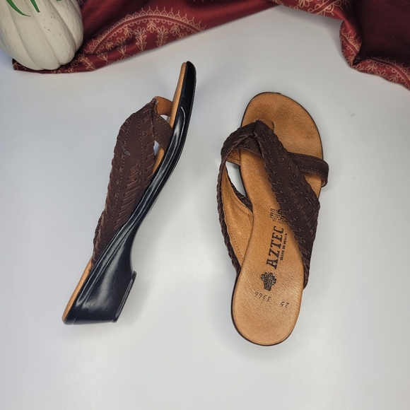 Aztec Shoes - H. Aztec Made In Mexico Sandals Brown Leather Size 25 US8